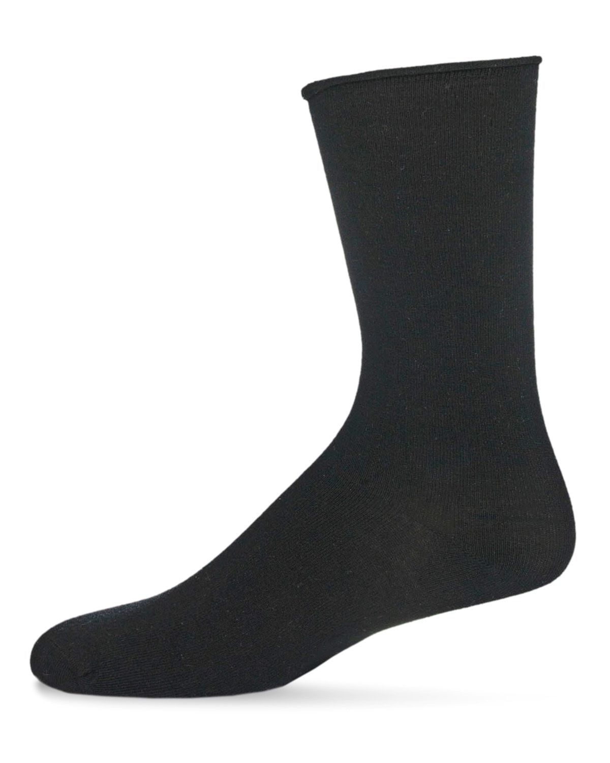 Memoi Womens Essential Roll Cuff Bamboo Blend Crew Socks - Ml-516