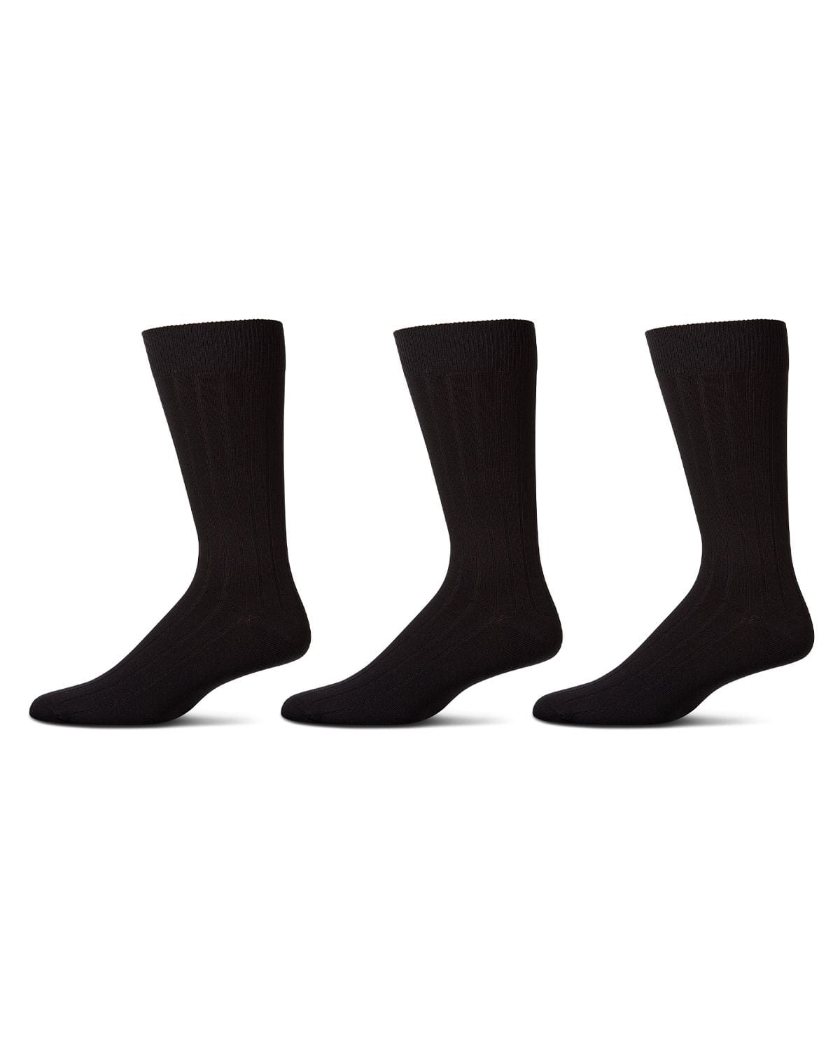 Memoi Mens 3 Pair Pack Ribbed Extra Wear Cotton Blend Crew Socks - Mm-454