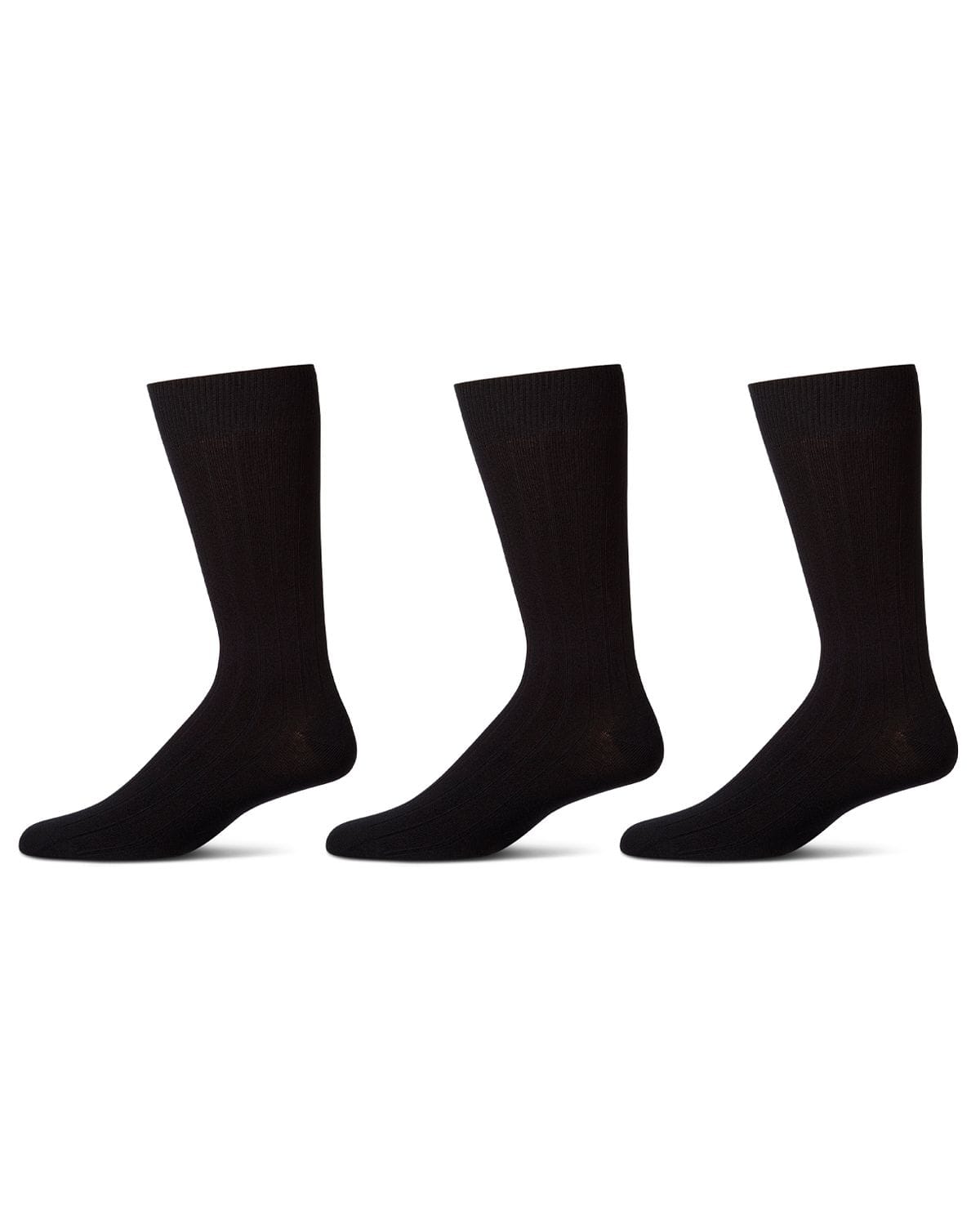 Memoi Mens 3 Pair Pack Bamboo Blend Ribbed Crew Socks - Mm-460