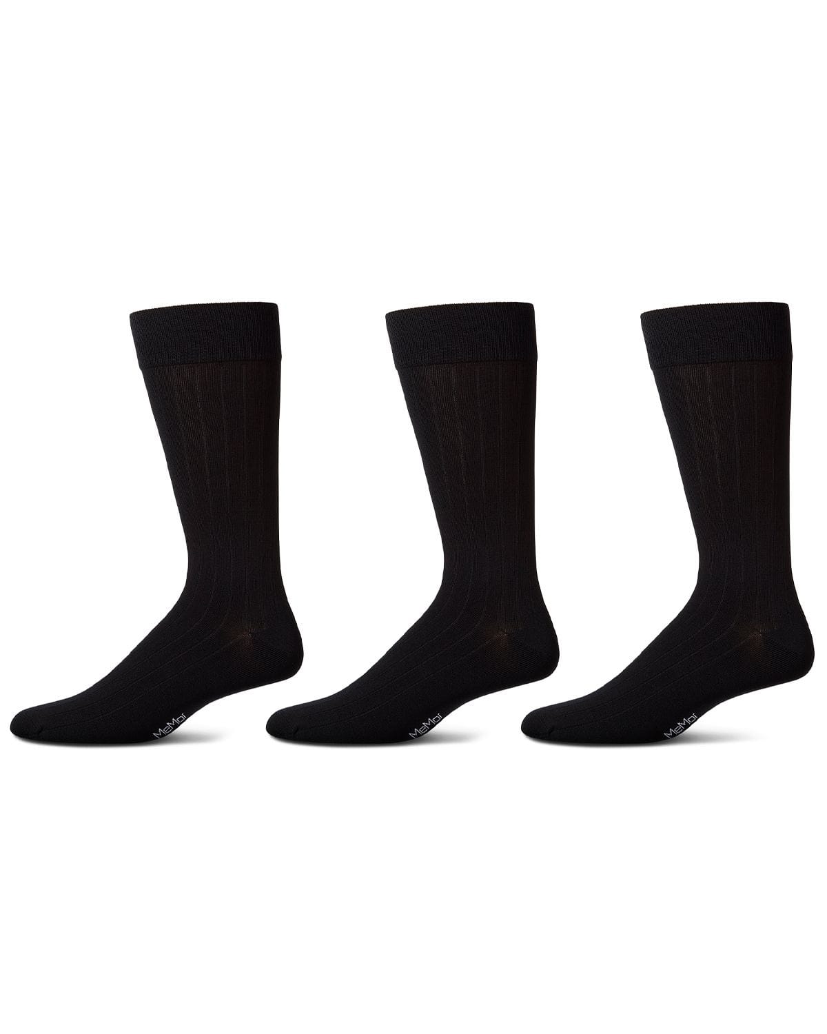 Memoi Mens 3 Pair Pack Wide Ribbed Mercerized Cotton Crew Socks - Mm-472