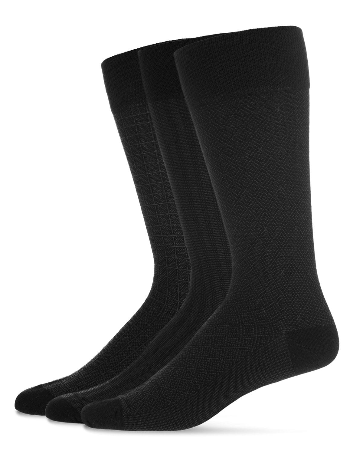 Memoi Mens 3 Pair Pack Assorted Mercerized Cotton Blend Crew Socks - Mm-474