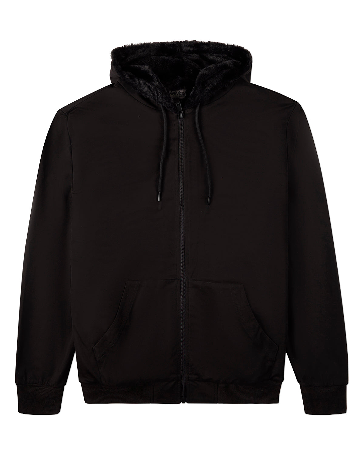 Men's Zip-Up Rayon Blend Hoodie with Faux Fur Lining