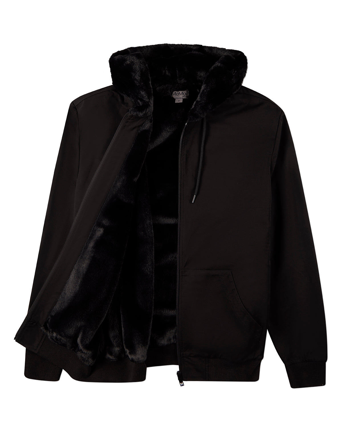 Men's Zip-Up Rayon Blend Hoodie with Faux Fur Lining