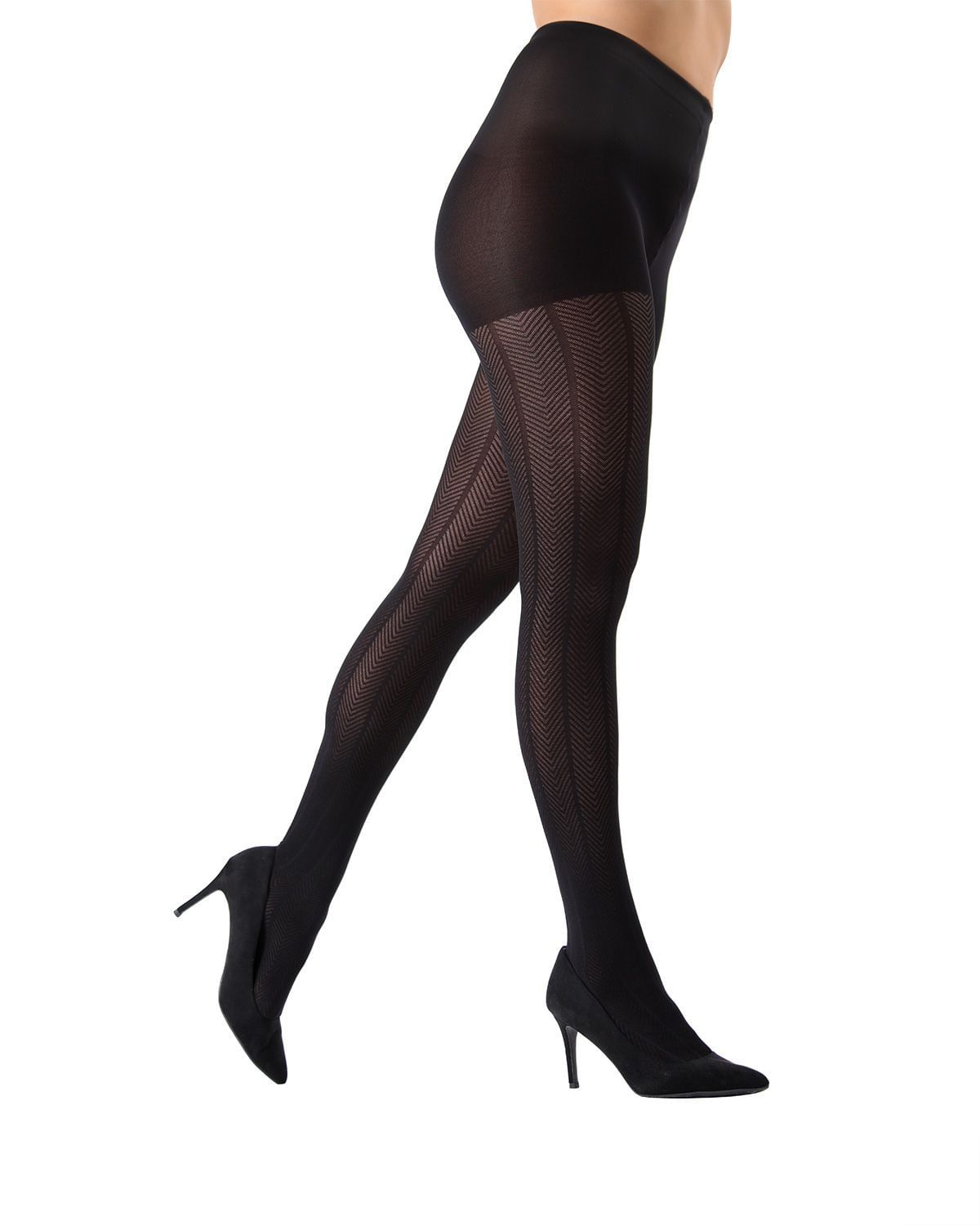 Memoi Herringbone Light Support Opaque Textured Tights - Mo-332