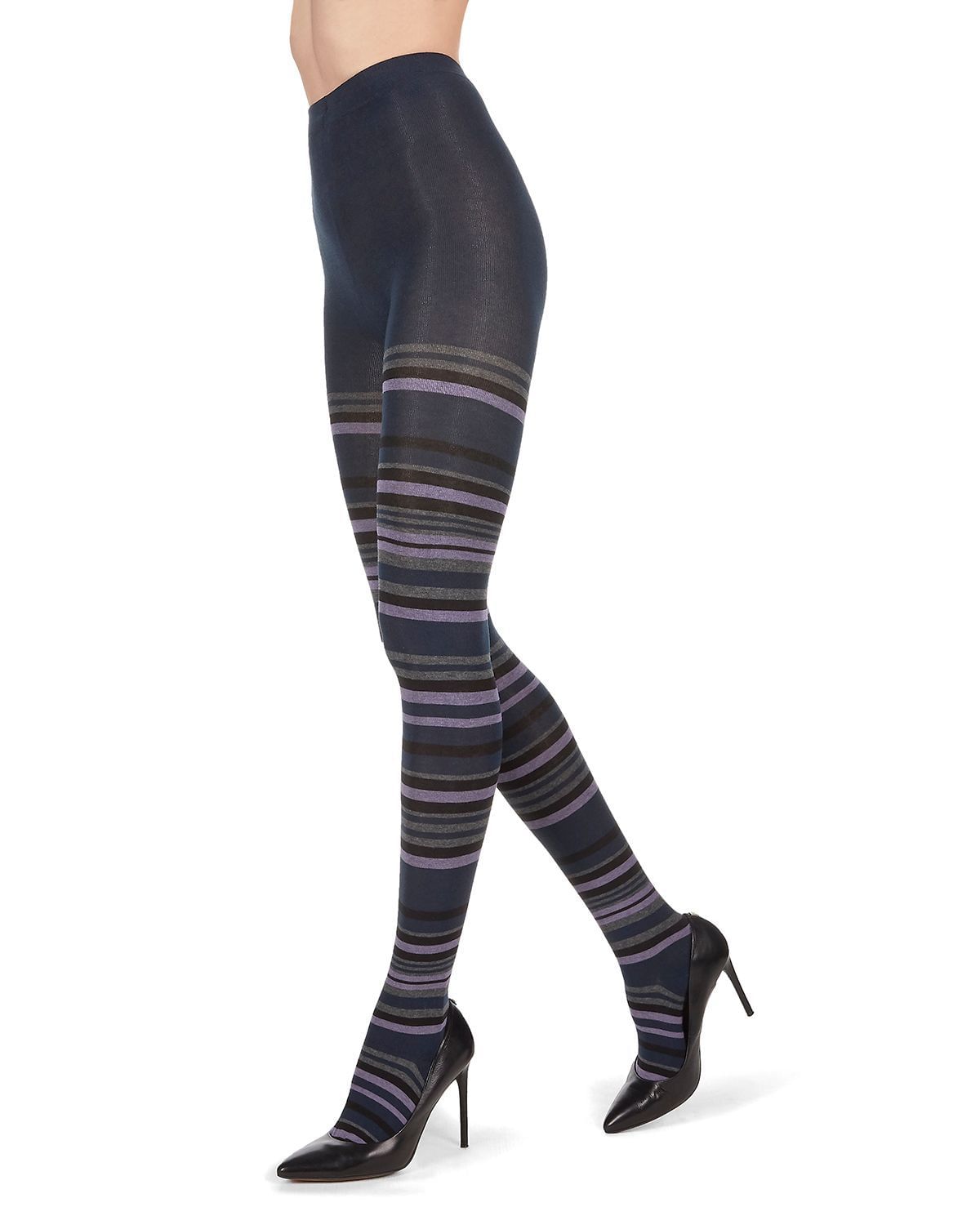 Memoi Multi Tonal Stripe Sweater Tights - Mo-390
