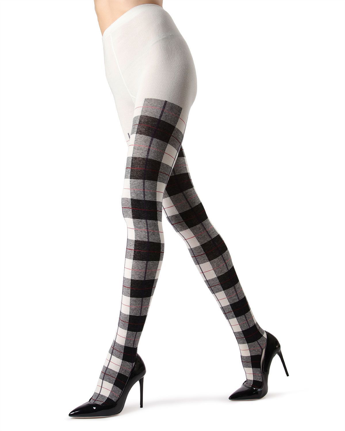 Memoi Glasgow Plaid Cotton Blend Sweater Tights - Mo-392