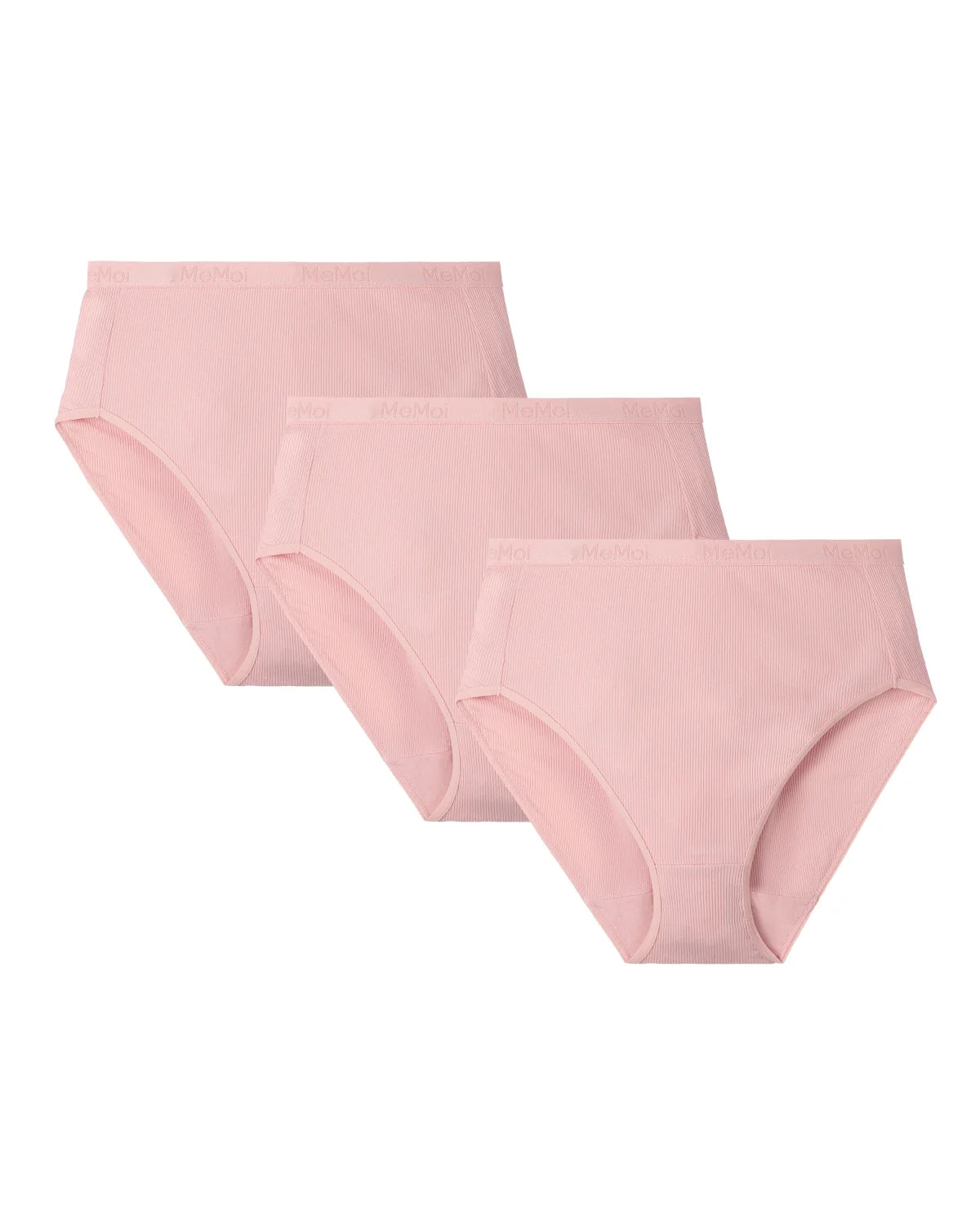 Memoi Womens 3 Pair Pack Ribbed Briefs - Mu-1012