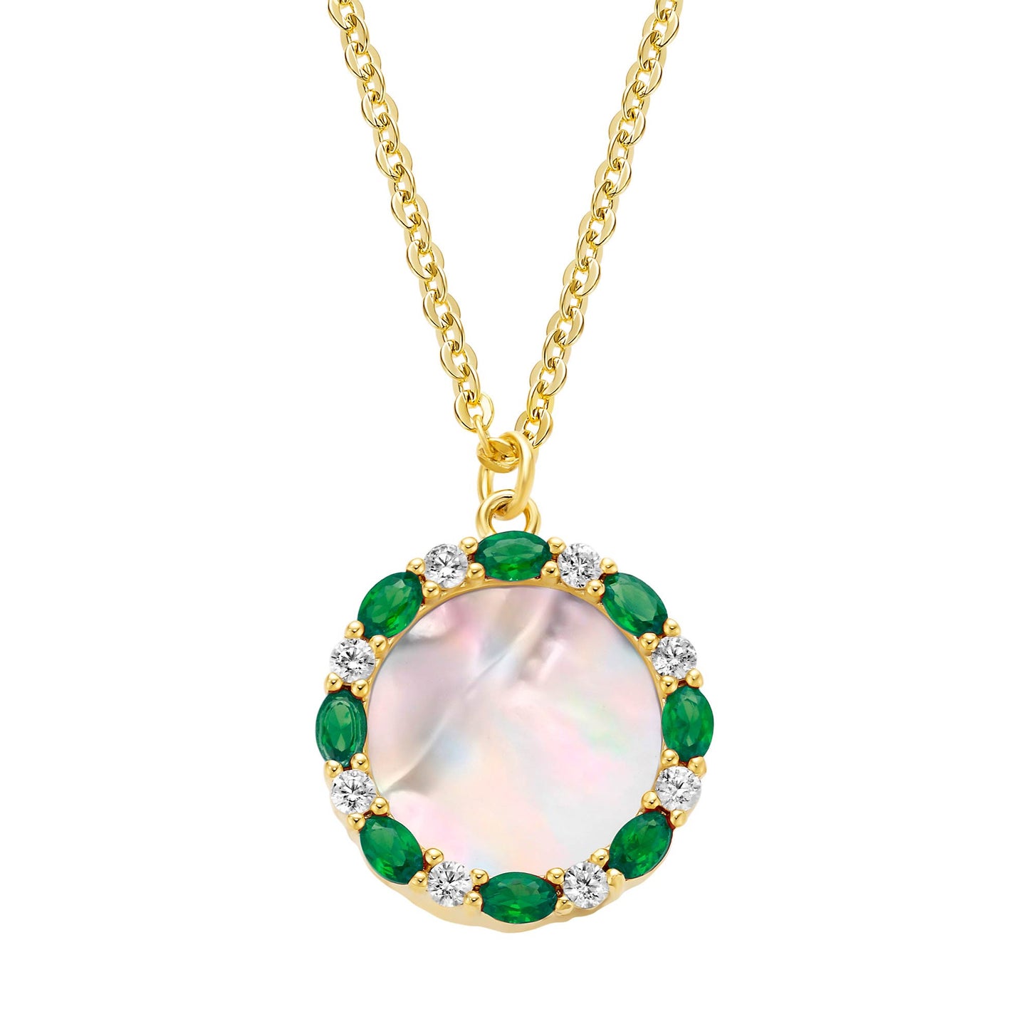Cameo Oval Stones Outline Mother-of-Pearl Pendant - P4218