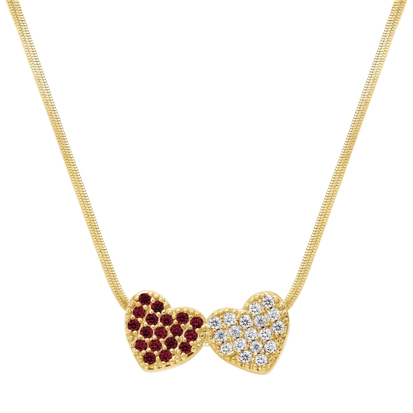 Cameo Pave Hearts on Snake Chain Pendant - P4265