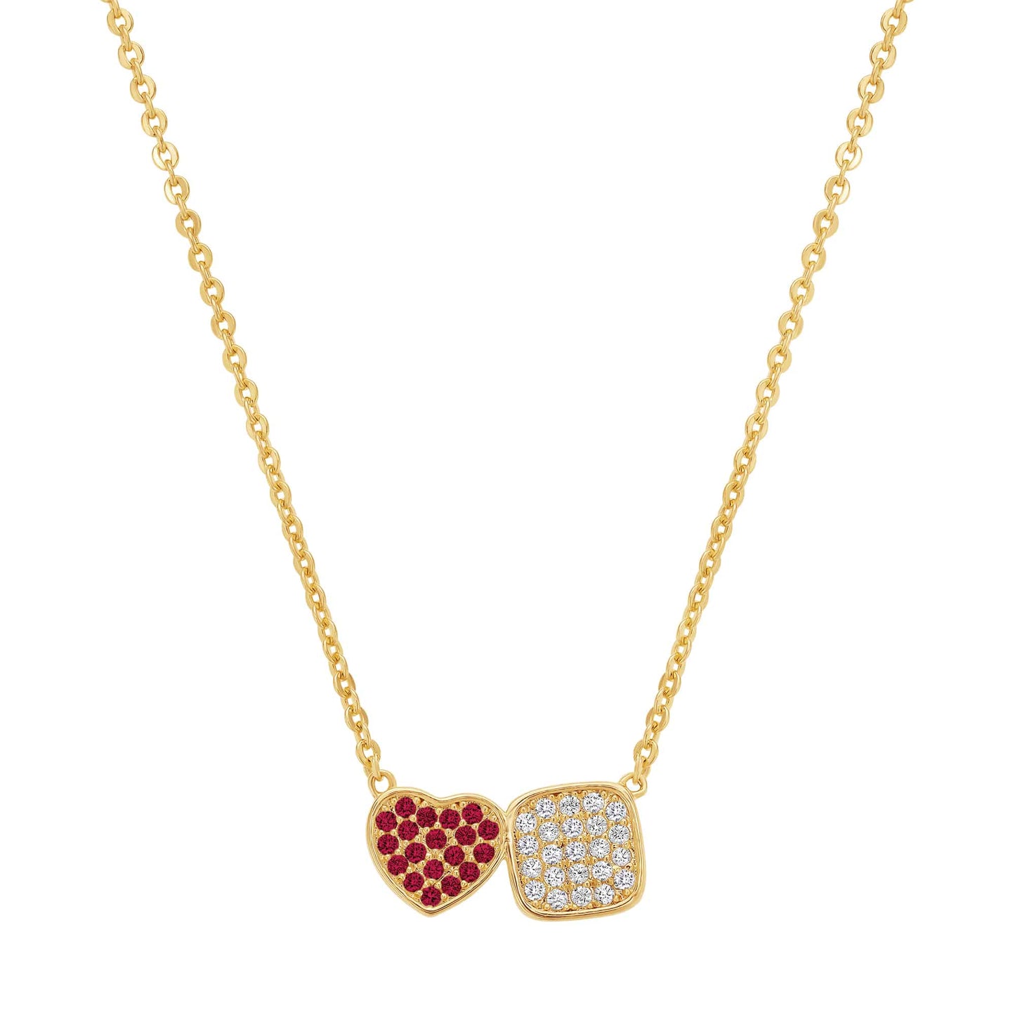 Cameo Heart and Square Duet Pendant - P4266