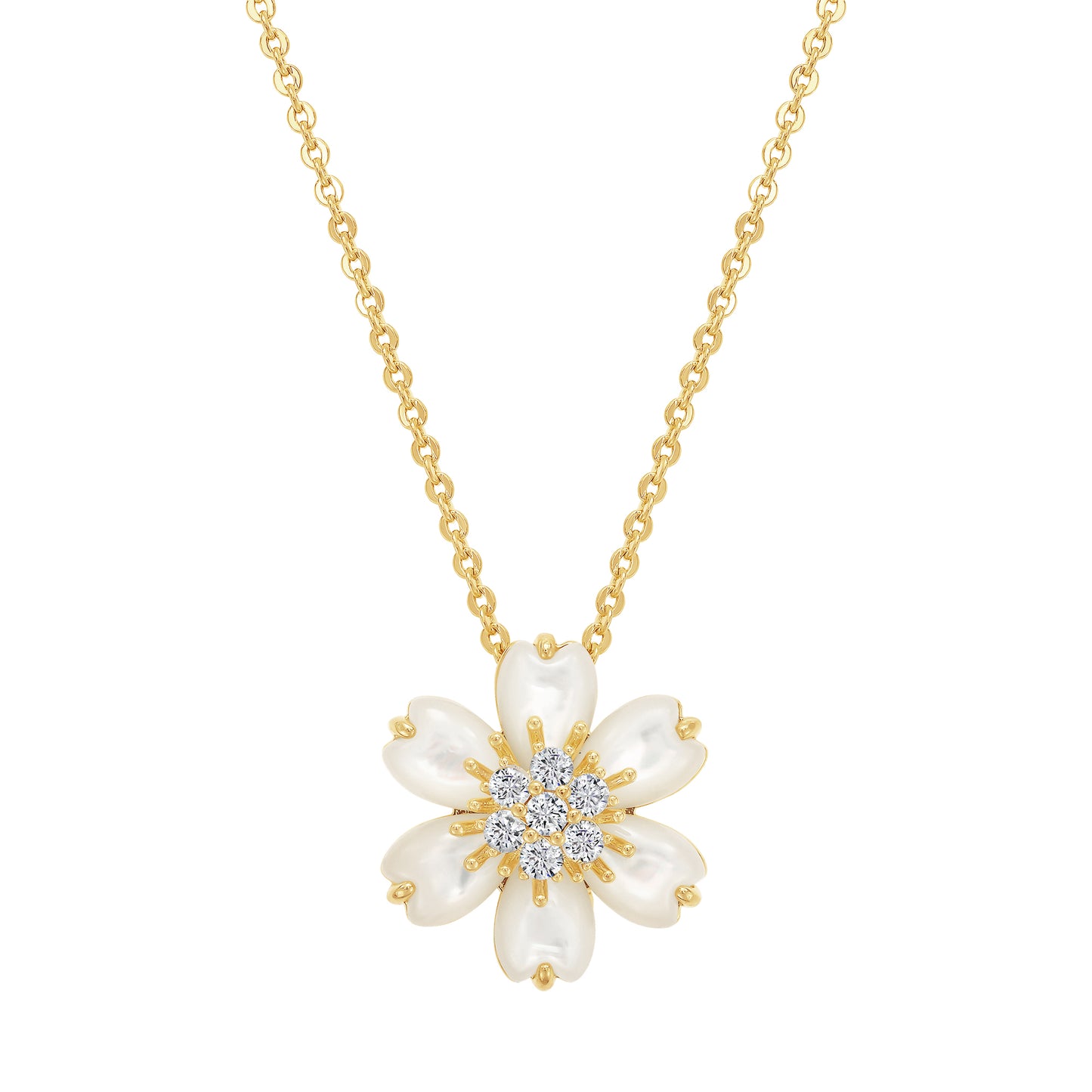 Cameo Puffed Mother-of-Pearl Flower Pendant - P4269