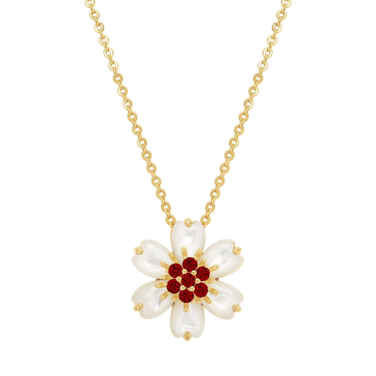 Cameo Puffed Mother-of-Pearl Flower Pendant - P4269