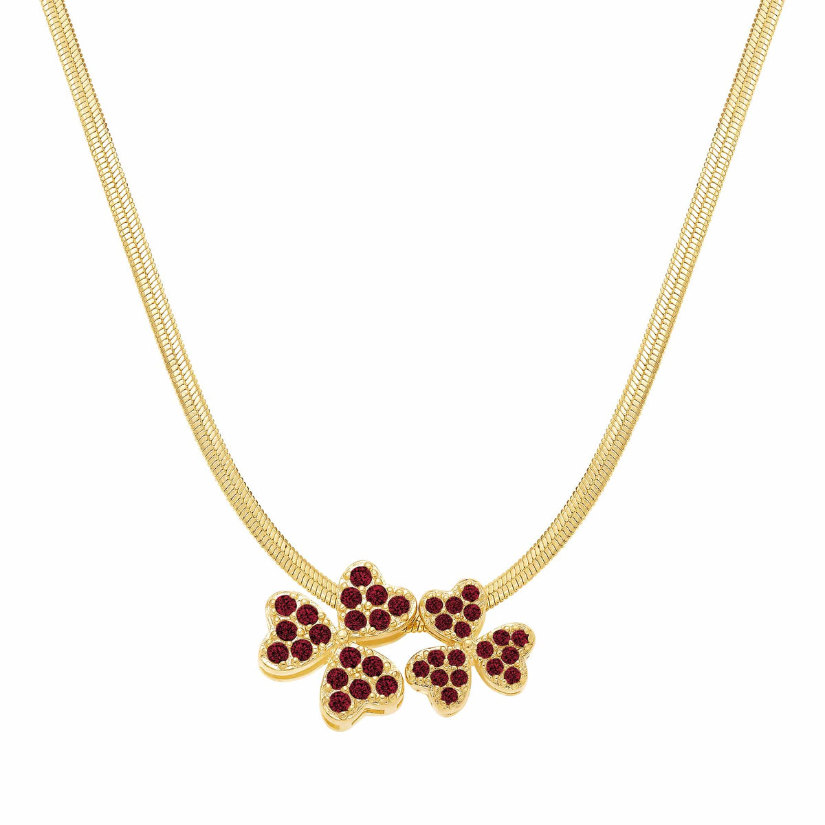 Cameo Spaced Petal Clovers on Snake Chain Pendant - P4275