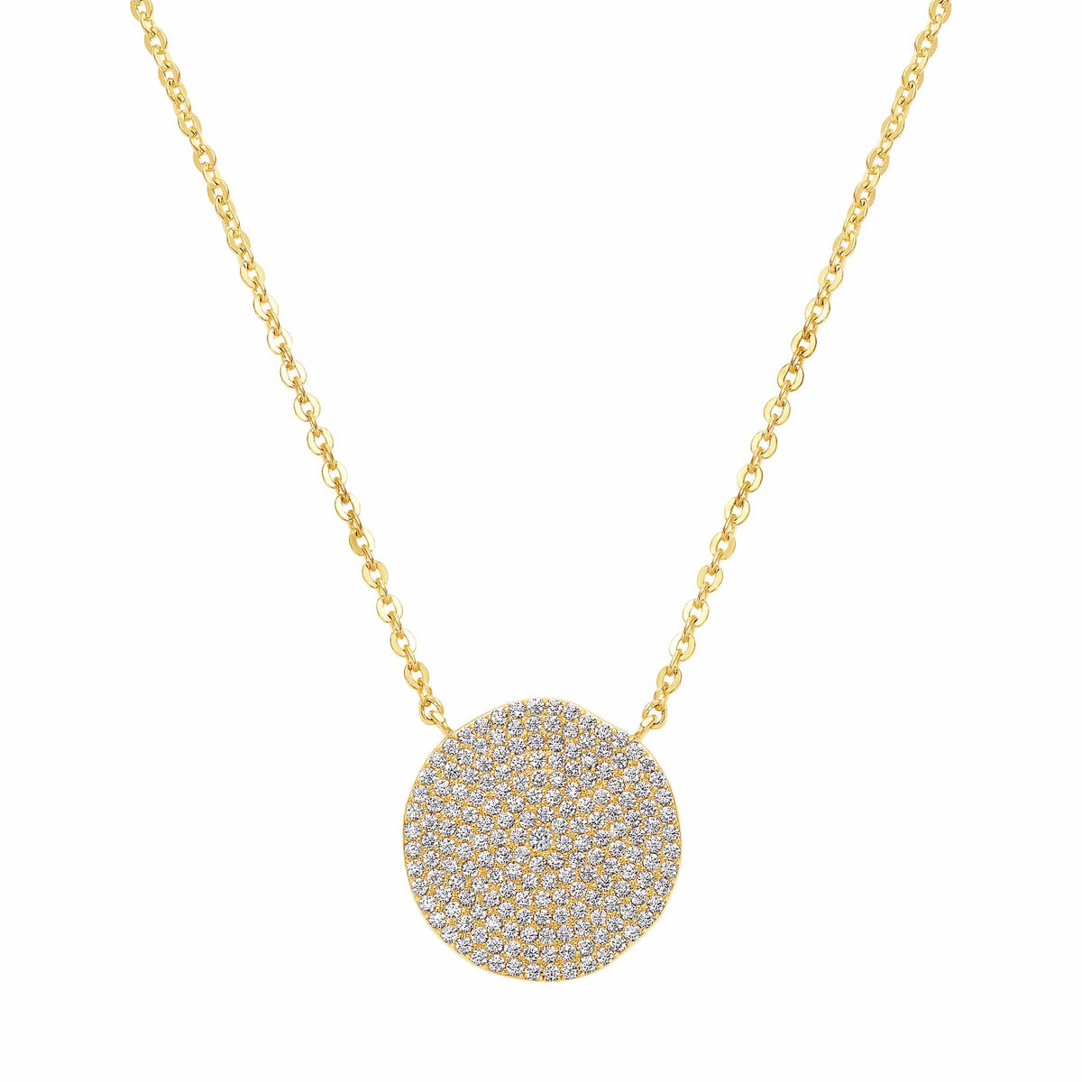 Cameo Pave Dented Circle Pendant - P4288