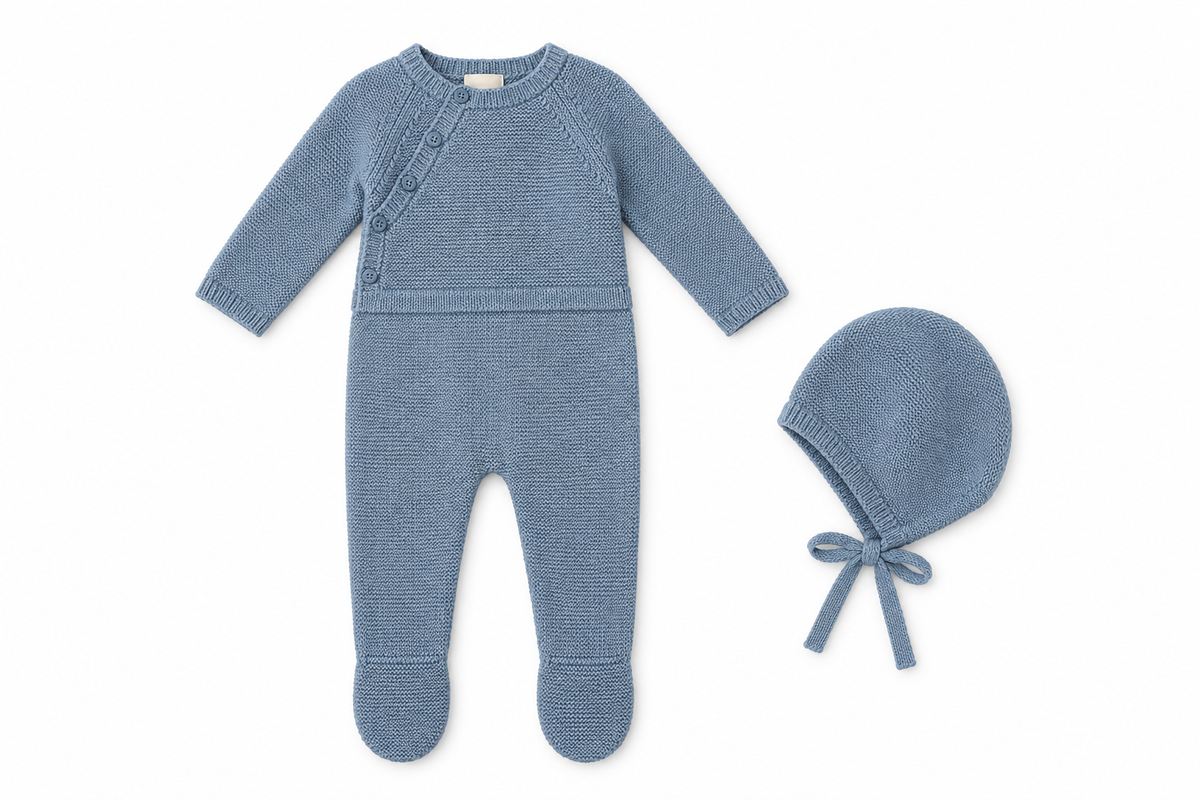 Nino Knit Baby Boy Romper W/ Hat - 2026257