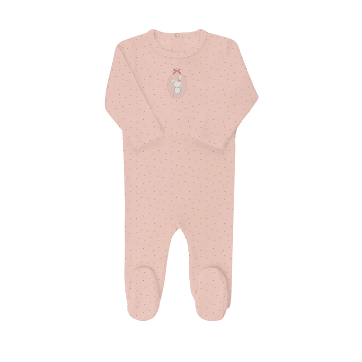 Aurora Bunny Pin Dot Footie - AAW26-0081
