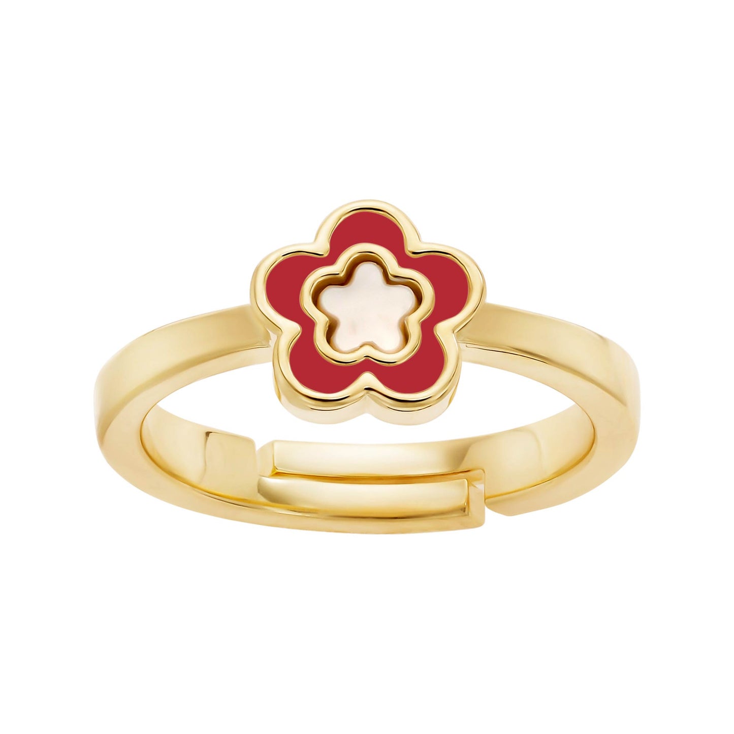 Cameo Mother-of-Pearl Enamel Flower Ring - R3076