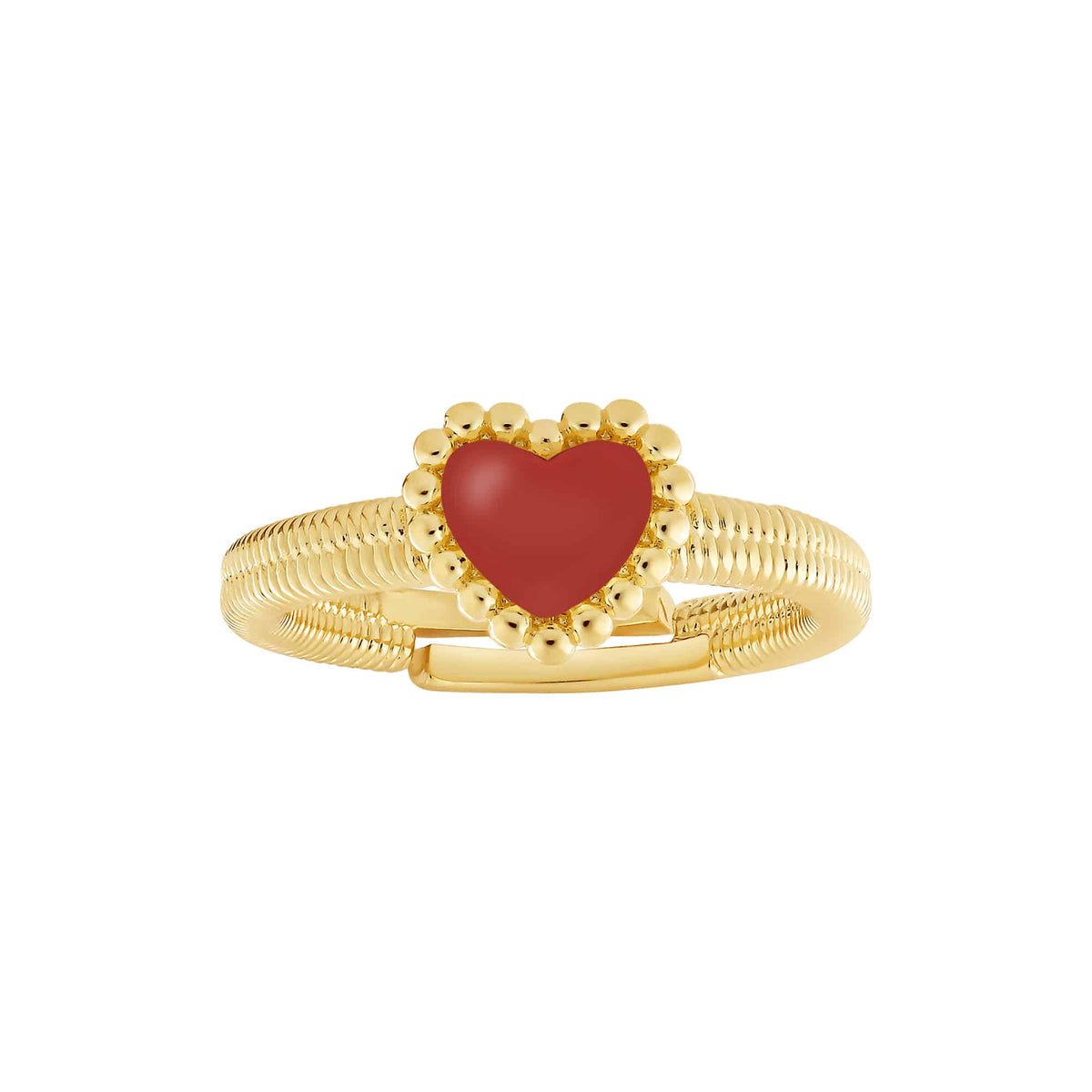 Cameo Enamel Puffed Heart on Snake Chain Ring - R3094