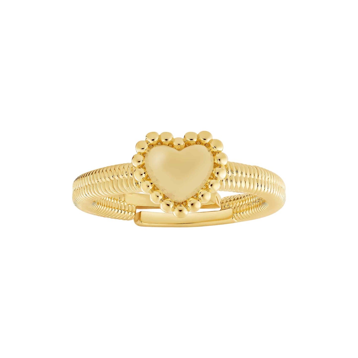 Cameo Enamel Puffed Heart on Snake Chain Ring - R3094