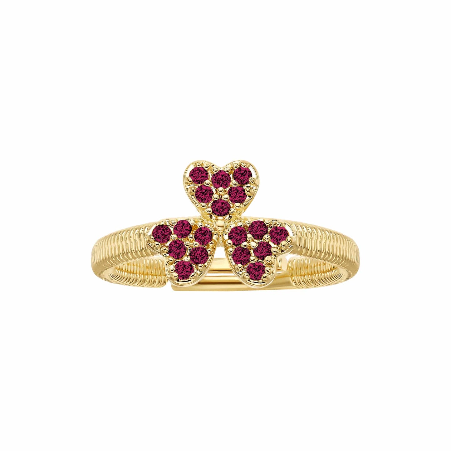 Cameo Spaced Petal Clover on Snake Chain Ring - R3099