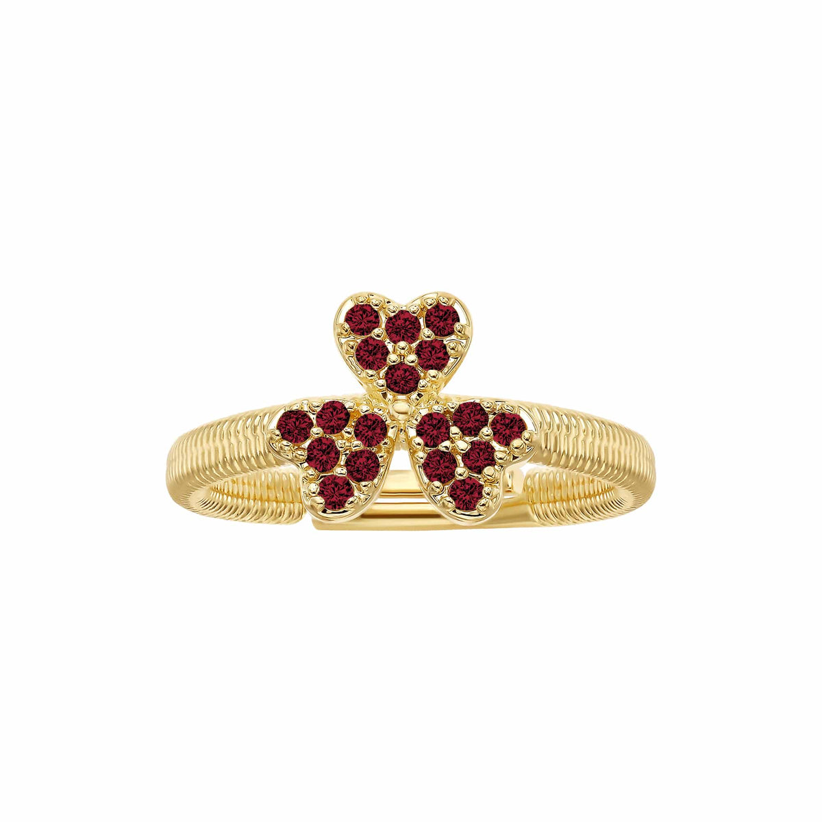 Cameo Spaced Petal Clover on Snake Chain Ring - R3099