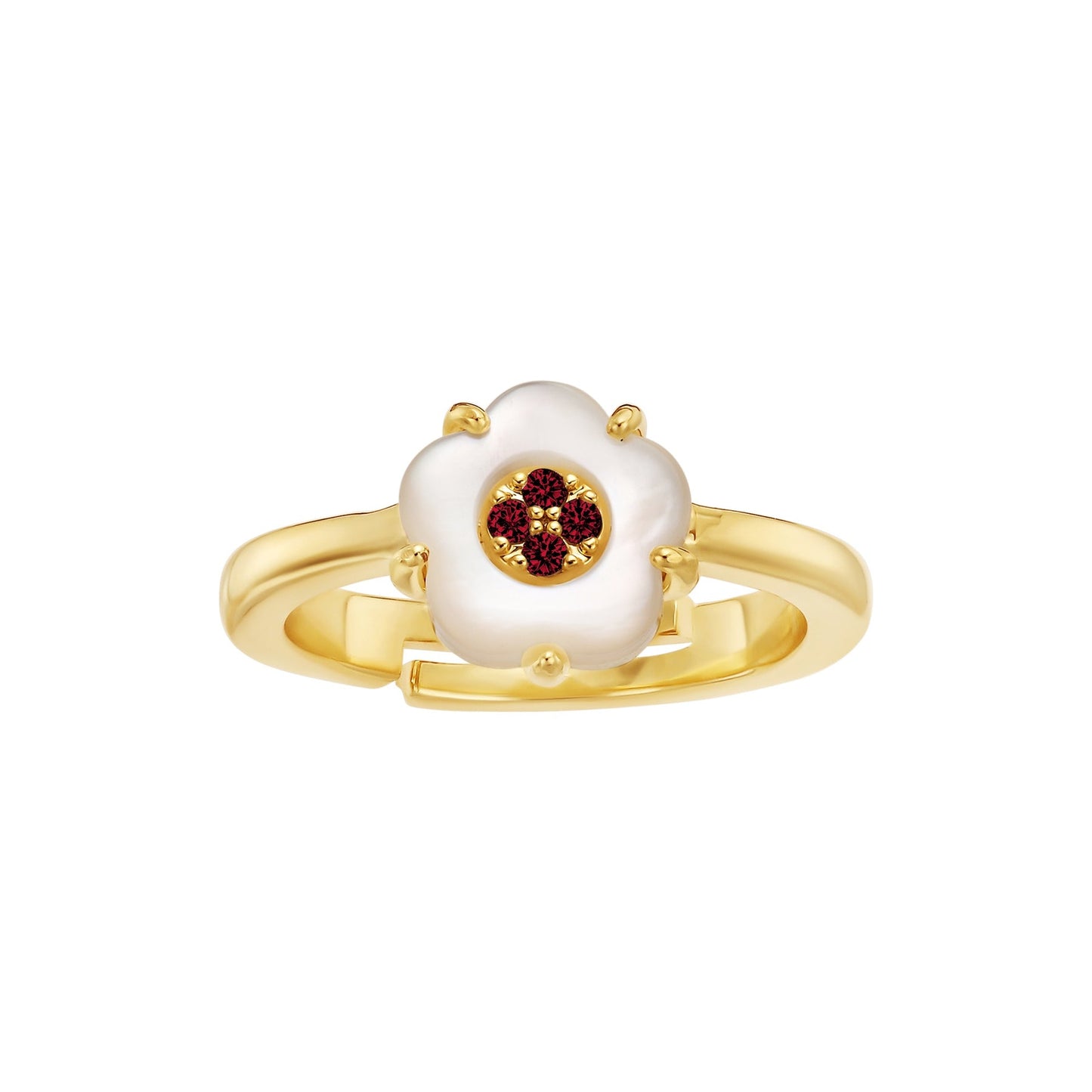 Cameo CZ-Filled Mother-of-Pearl Flower Ring - R3107