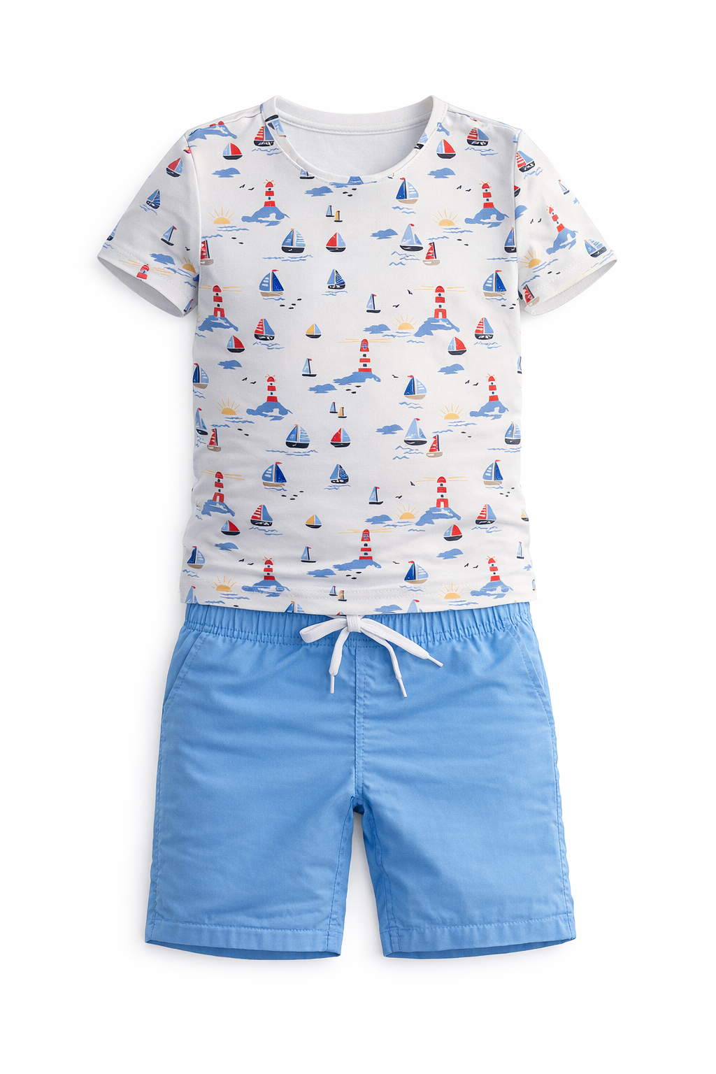 Sunburnt Sail Boat Print 2 Pcs Swim Suit - SB6CY3006EB