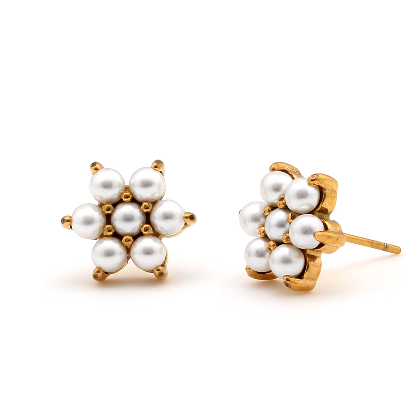 Cameo Pearly Flower Stud - SE2074