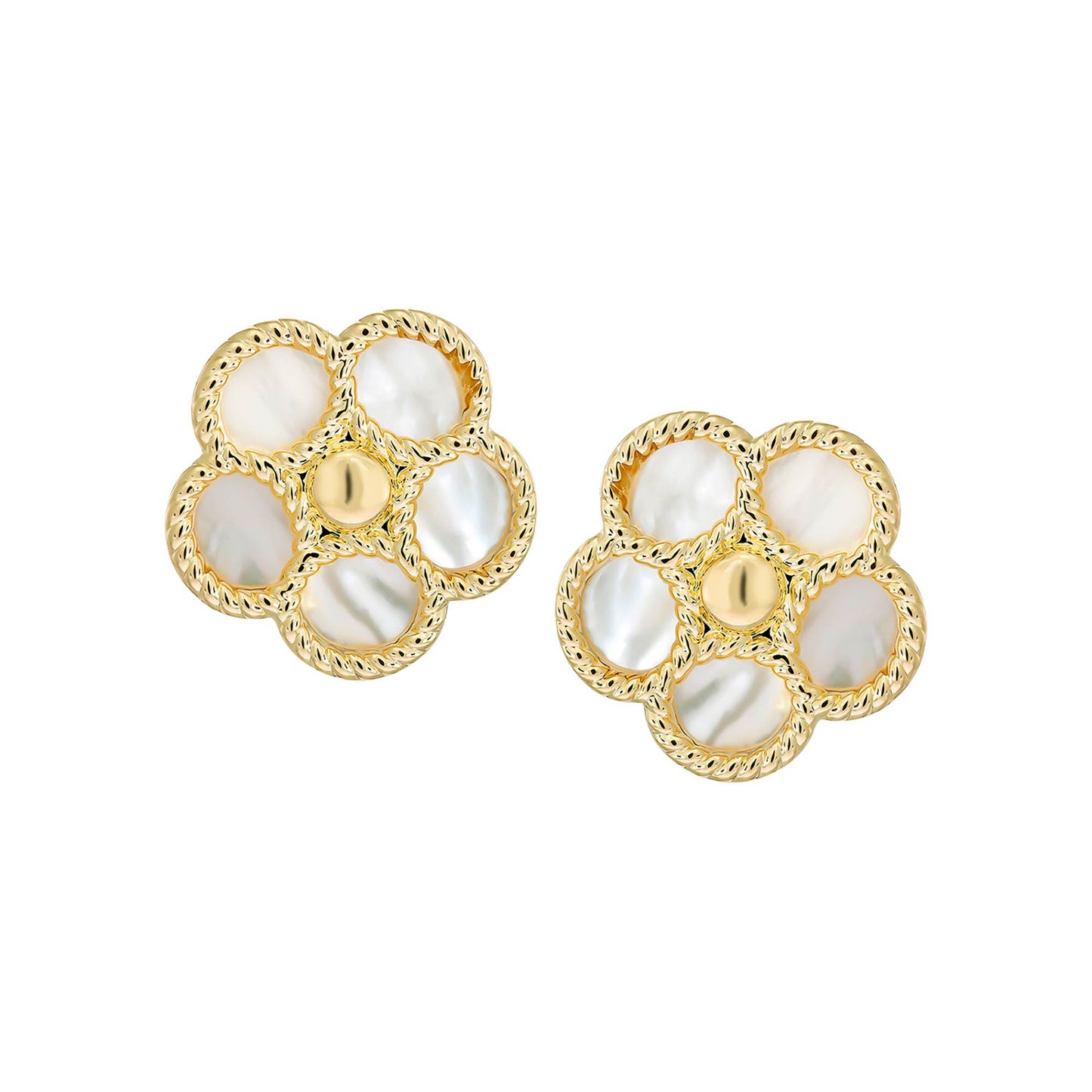 Cameo Twisted Rope Mother-of-Pearl Flower stud Earring - SE2085