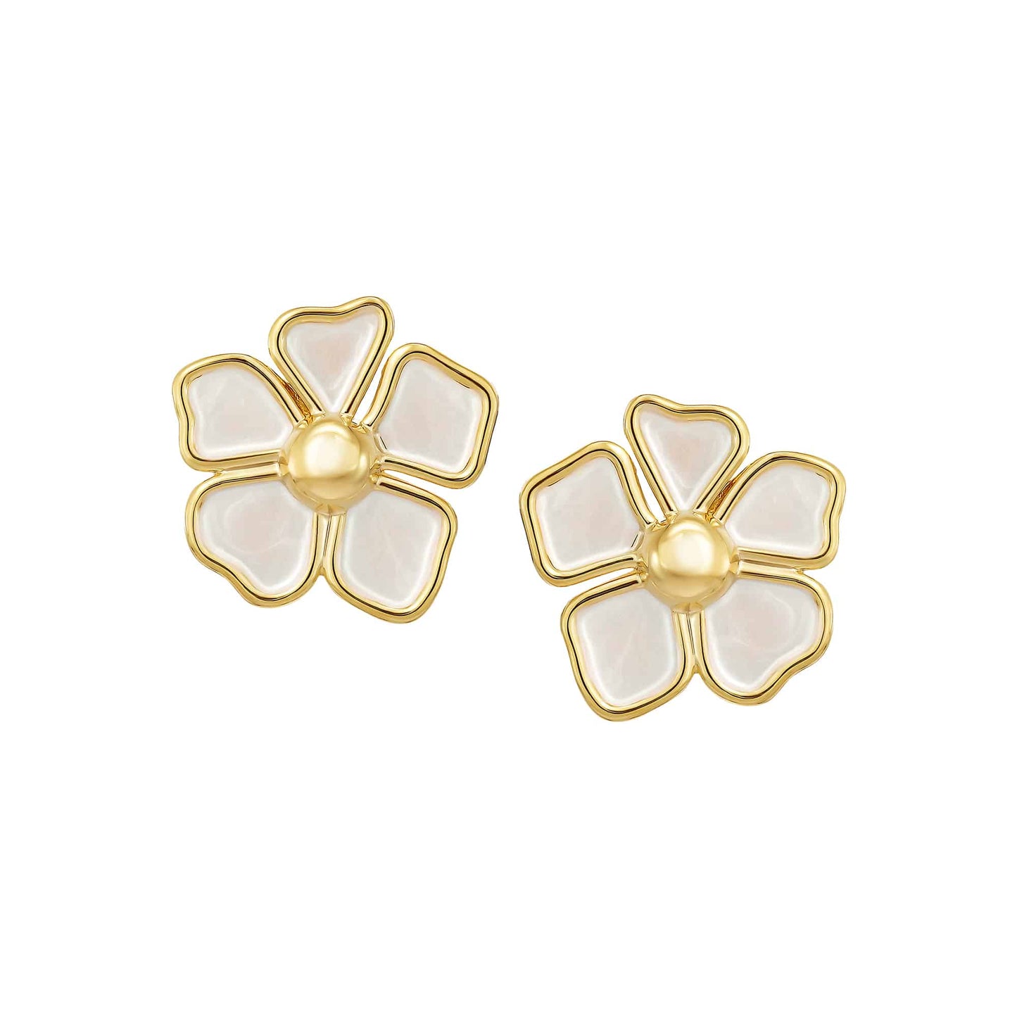 Cameo White Petal Flower Stud - SE2127