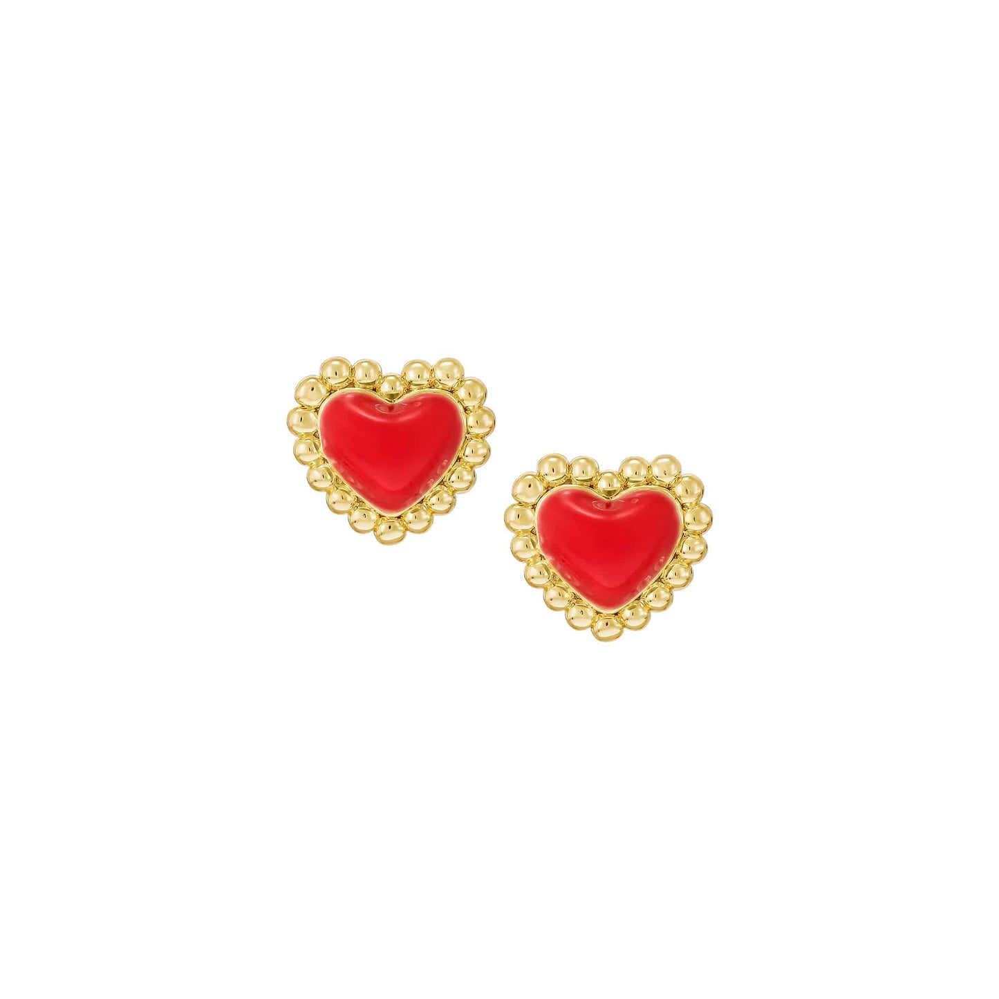Cameo Enamel Puffed Heart Stud Earring - SE2131