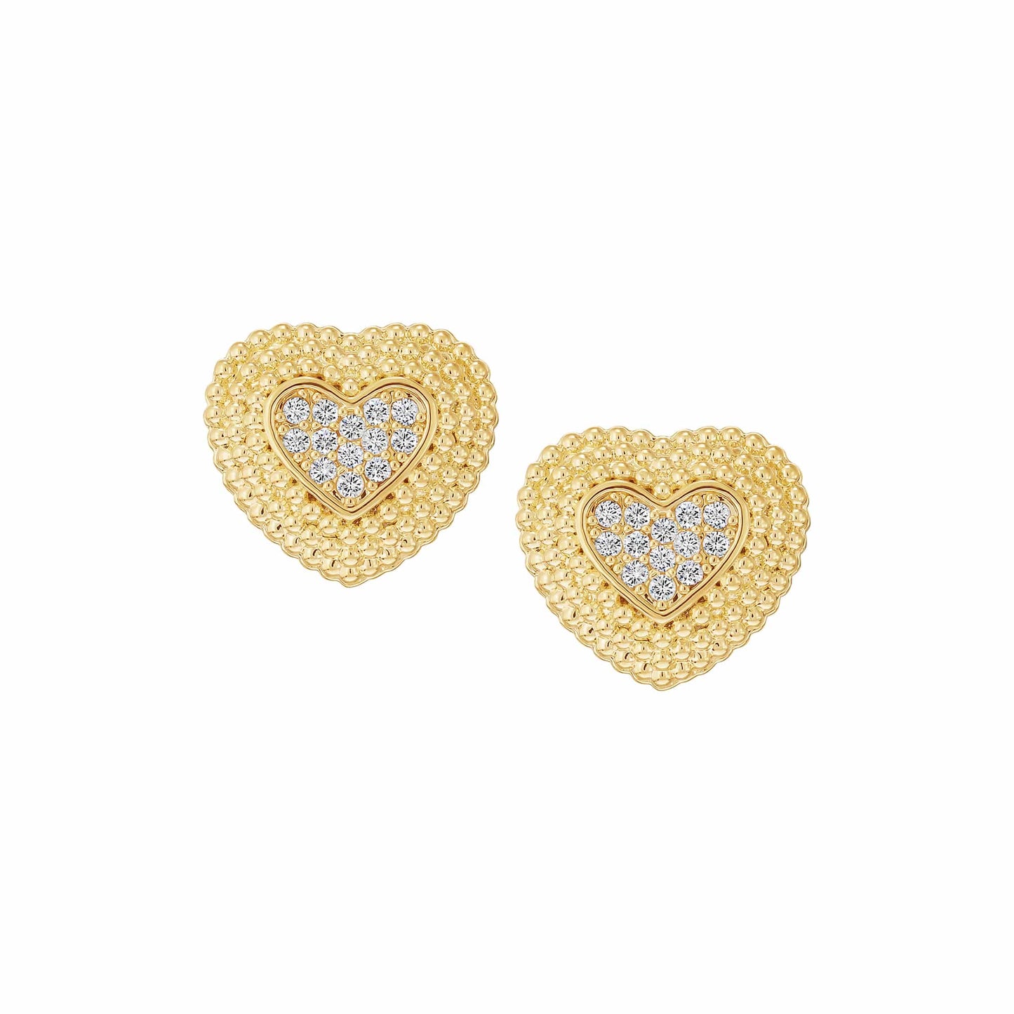 Cameo Ball Textured Heart Stud Earring - SE2134
