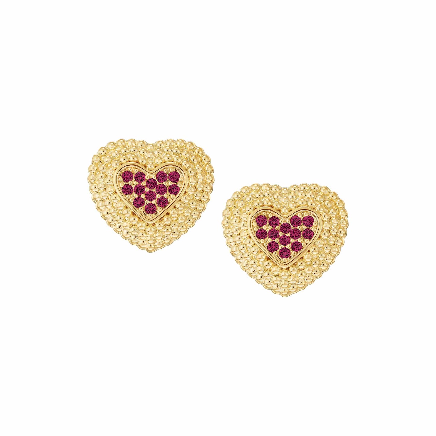Cameo Ball Textured Heart Stud Earring - SE2134