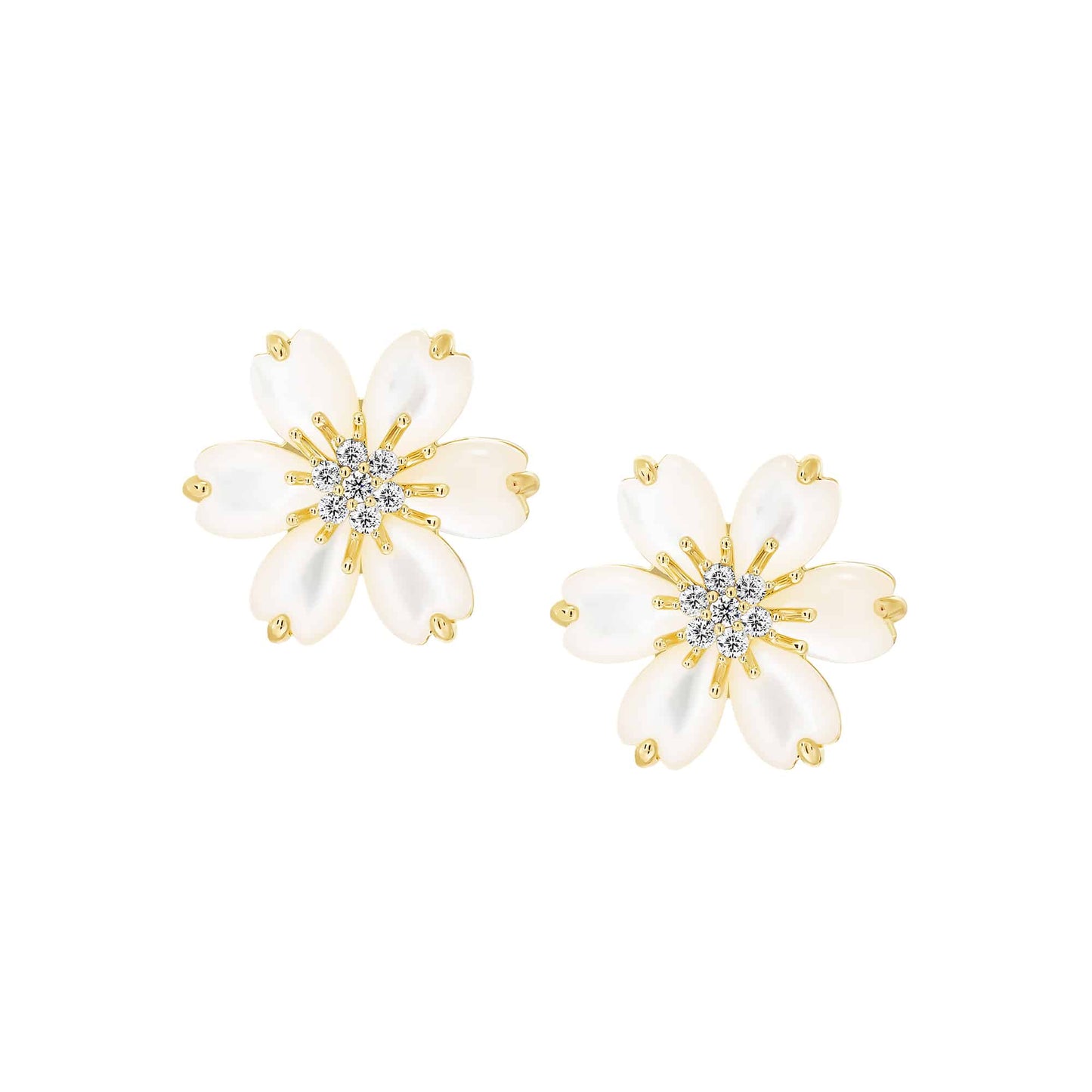 Cameo Puffed Mother-of-Pearl Flower Stud Earring - SE2142