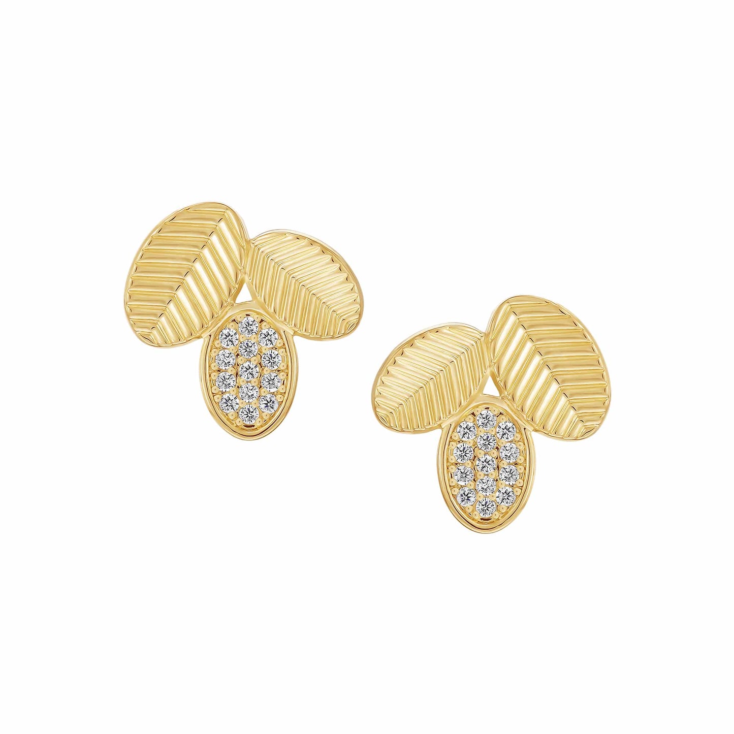 Cameo Dented Leaves Stud Earring - SE2150