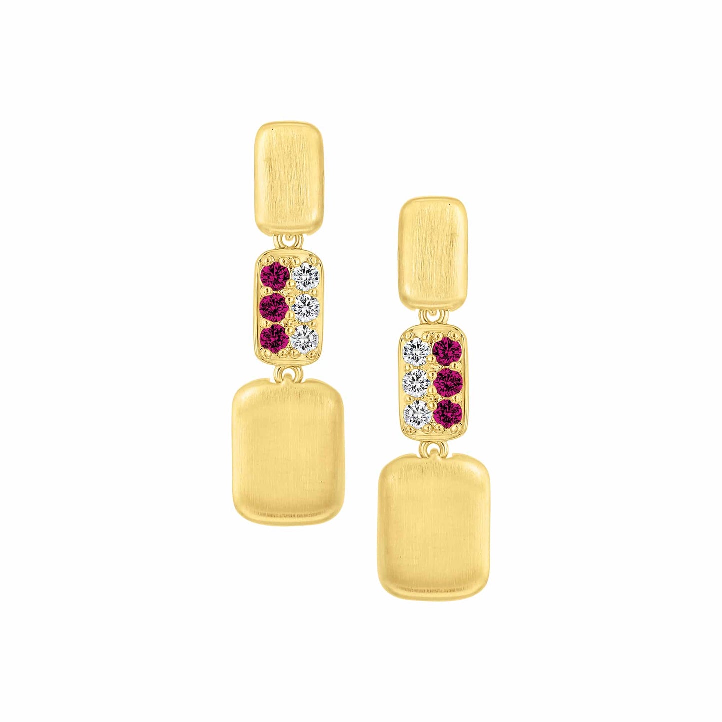 Cameo Matte & CZ Blocks Dangle Stud Earring - SE2161