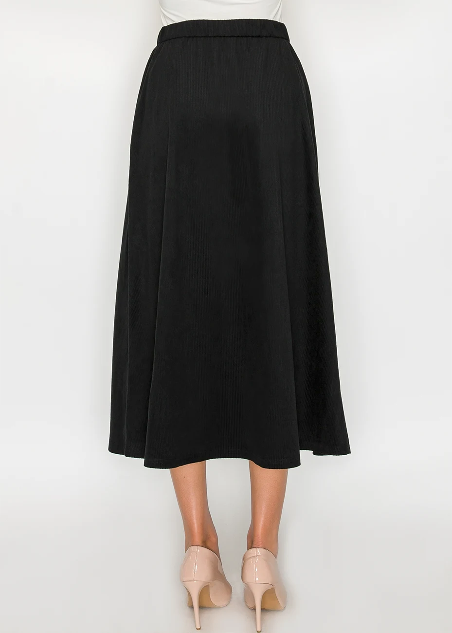 Yal Corduroy Aline Button Skirt - SK4674