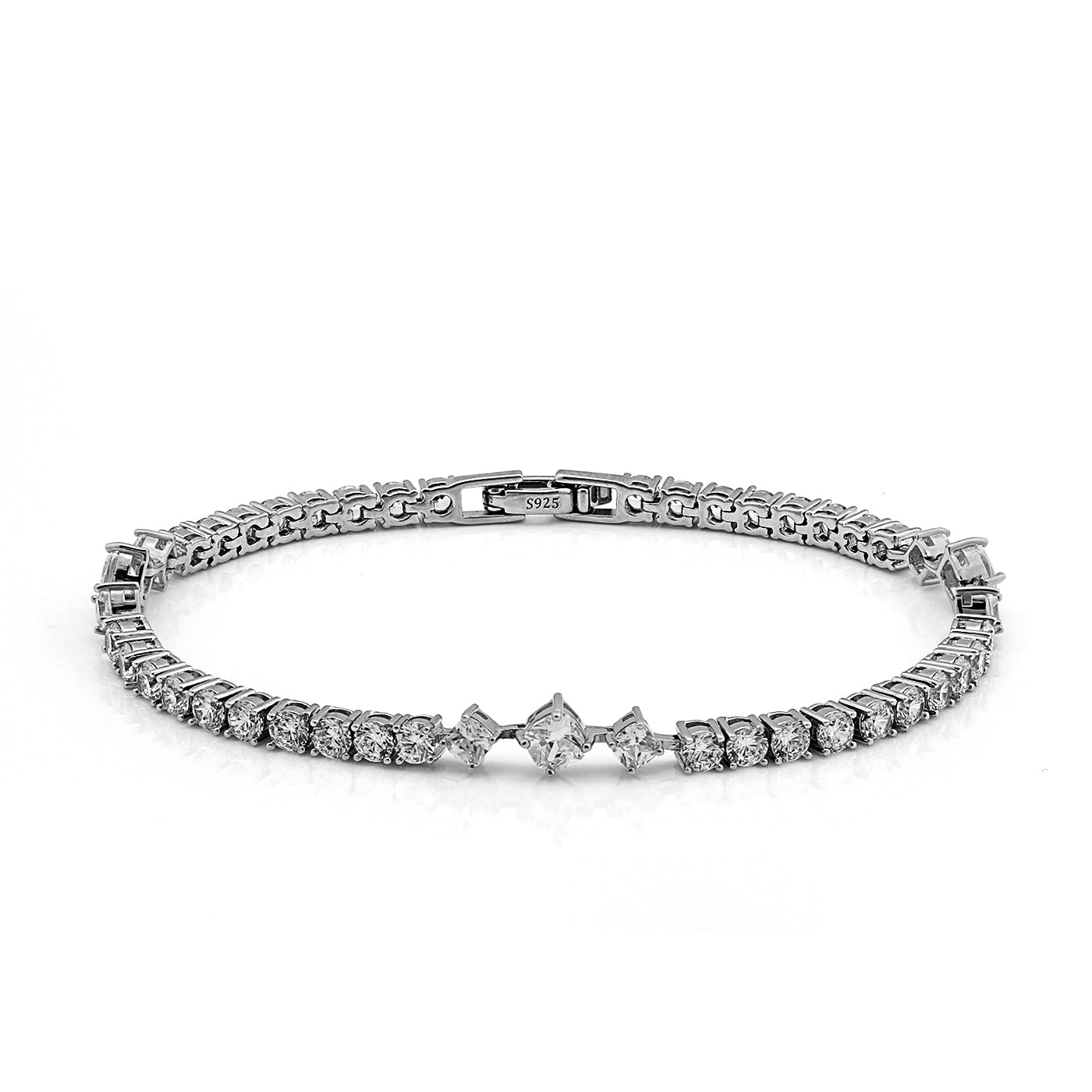Cameo Single Row Tennis Bracelet with Cushion-cut Stones - TB0001