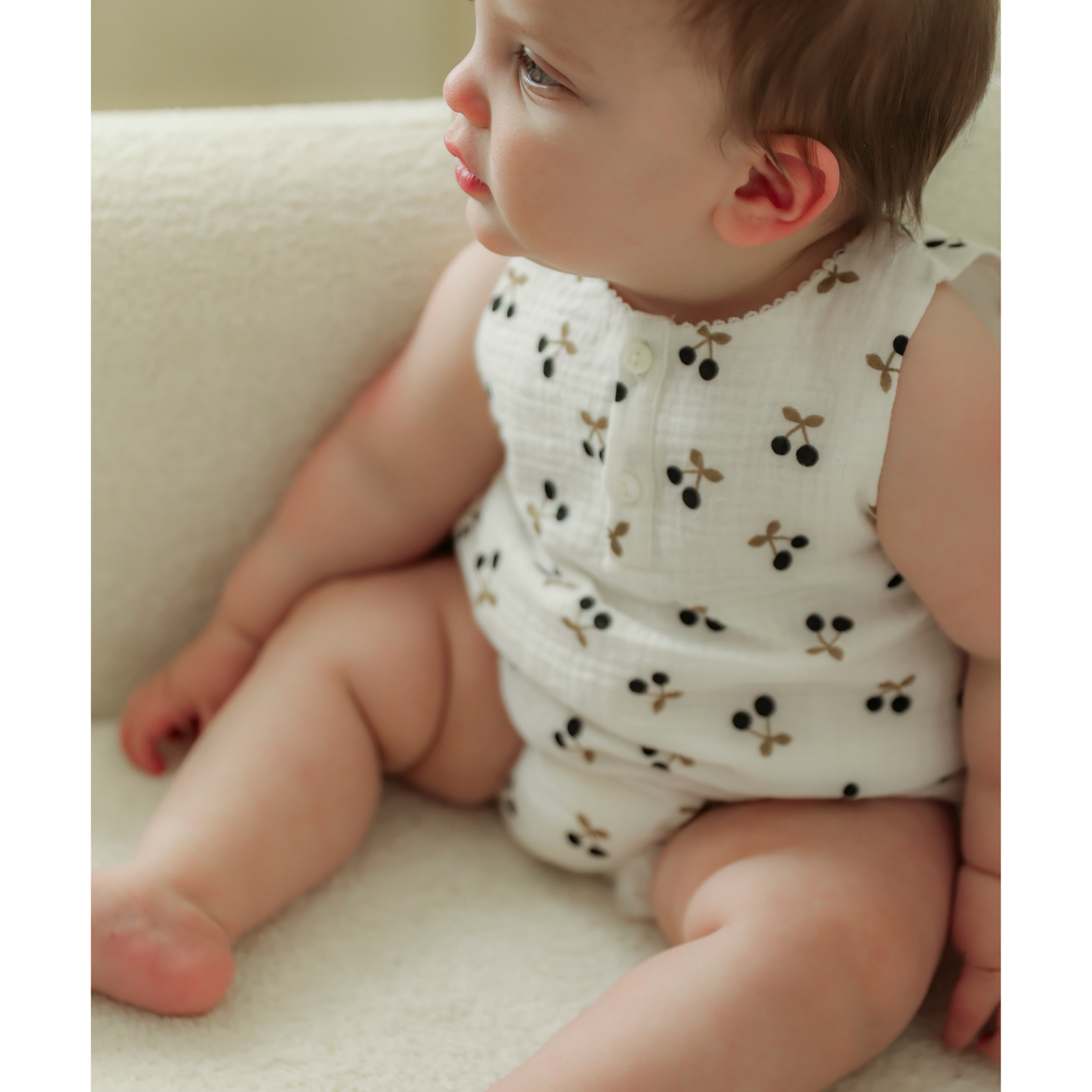 Little Fragile Crinkle Woven With Cherry Boy Bubble - SB6CP7367B