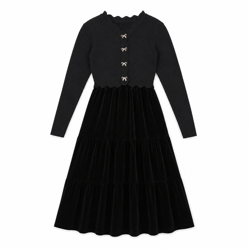 Seal Girls Metal Bow Buttoned Cardigan Wih Slinky Robe - WB6CY3073