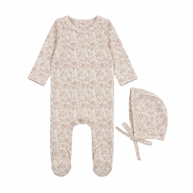 Bonjoy Printed Velour Floral Footie Set - WLV26004FS