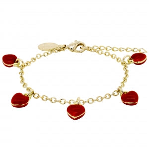 Delino Gold Plated Brass Enamel Heart Chain Bracelet - B15967-B-GD