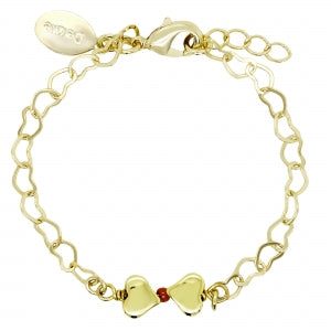 Delino 2mm Seed Bead - 6mm Gold Puffy Heart On Heart Link Bracelet - B16056-B-GD