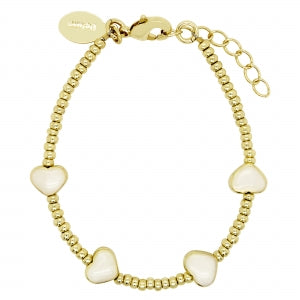 Delino Gold Beads And Enamel Heart Bracelet - B16090-B-GD
