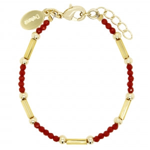Delino Gold Plated Brass 3mm Balls And Bars Bracelet- 2mm Balls - B16096-B-GD