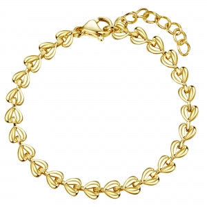 Delino Gold Plated Surgical Steel Heart Chain Bracelet - B4897-B-GD