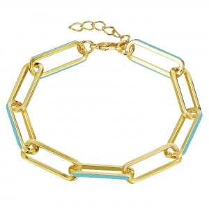 Delino Gold Plated Surgical Steel Enamel Paper Clip Chain Bracelet - B4906-B-GD