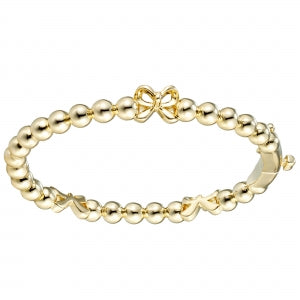 Delino Gold Plated Brass 4MM Balls - 3x Gold Bow Bangle - B4950-B-GD