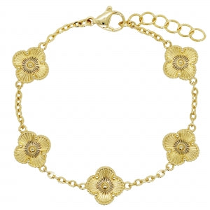 Delino Gold Plated Stainless Steel - Four Leaf Clover Bracelet - B4969-SU-GD