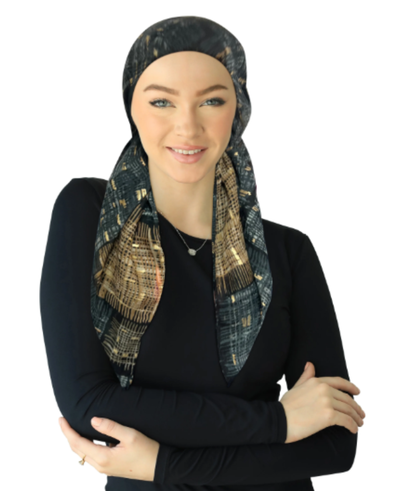 Cherie Open Back Headscarves Metallic Weave Design - SP301A